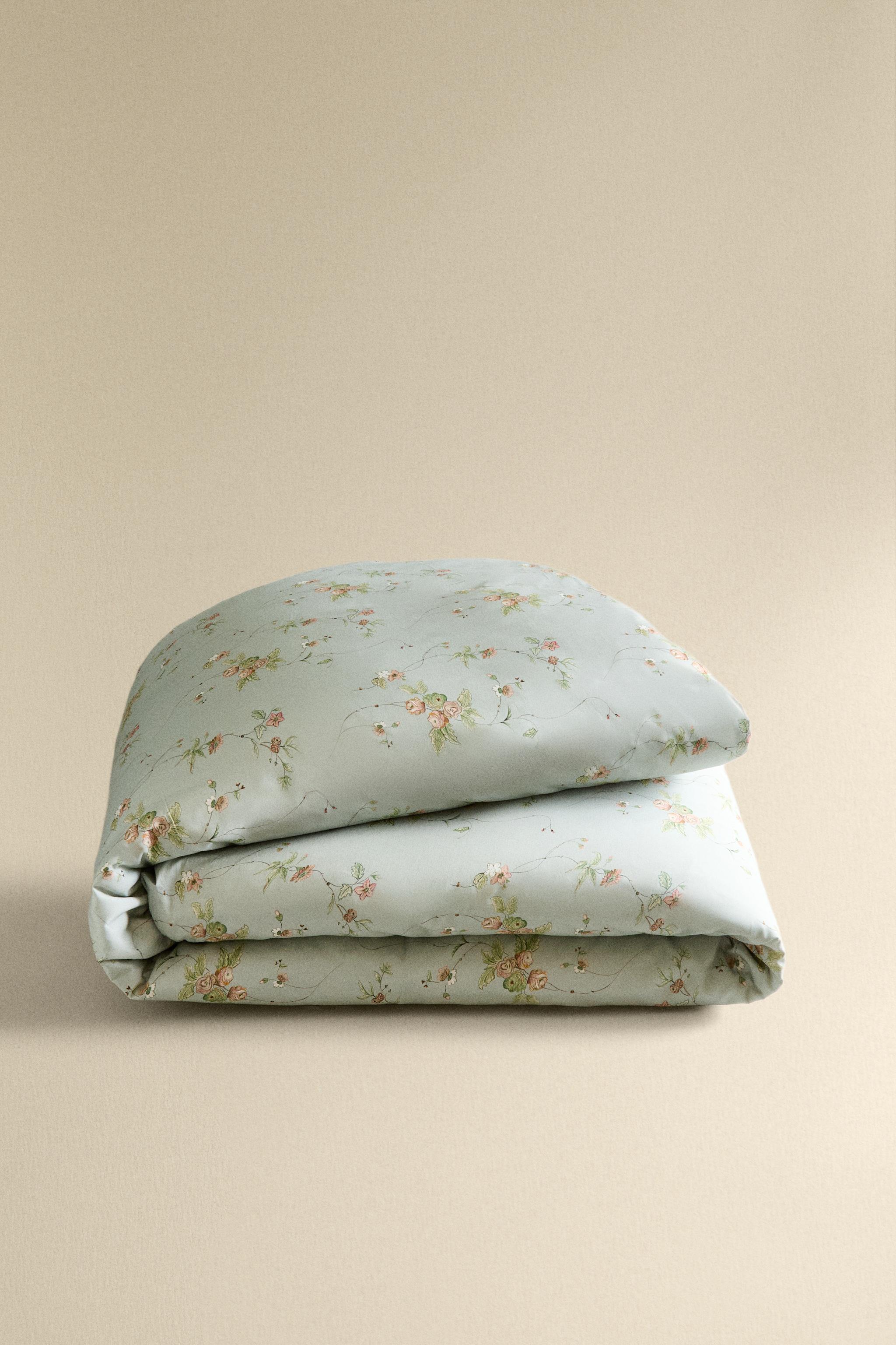 SATEEN DUVET COVER WITH FLORAL BRANCHES (300 THREAD COUNT)